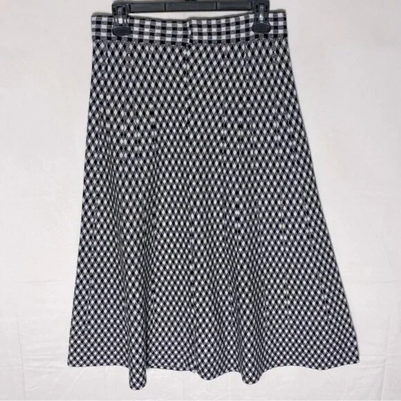 2extremz Black White Knit Midi Length A-Line Skirt L - Picture 11 of 12